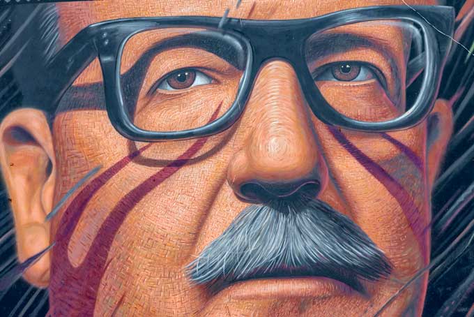Street photography. Salvador Allende graffiti Naples