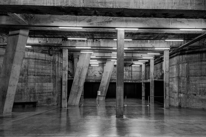 Black and white. Museum empty space.