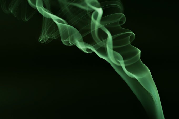Macro. Green smoke abstract image