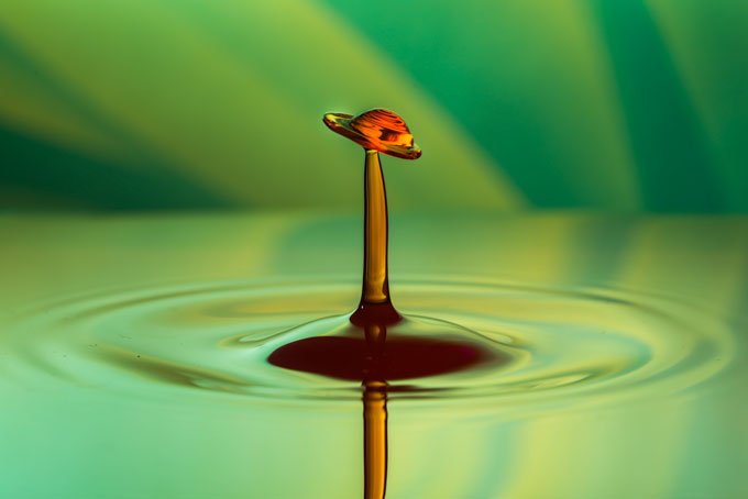 Macro. Green abstract waterdrop