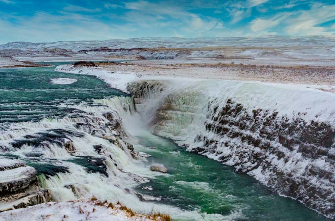 Landscape. Iceland Gullfoss waterfalls