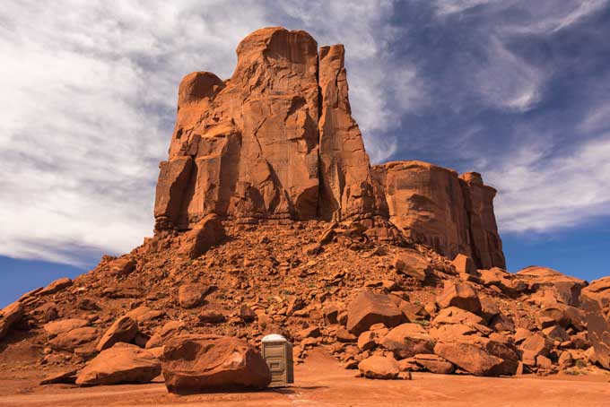 Landscape. Monument Valley lonely cabin.
