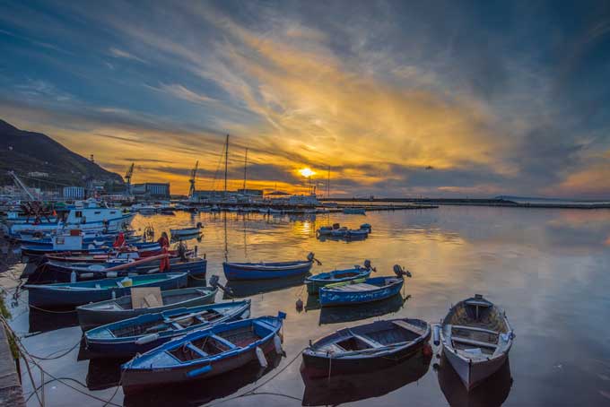 Landscape. Castellammare Stabia sunset at the port