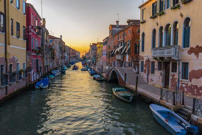 Cityscape. Venice sunrise canal